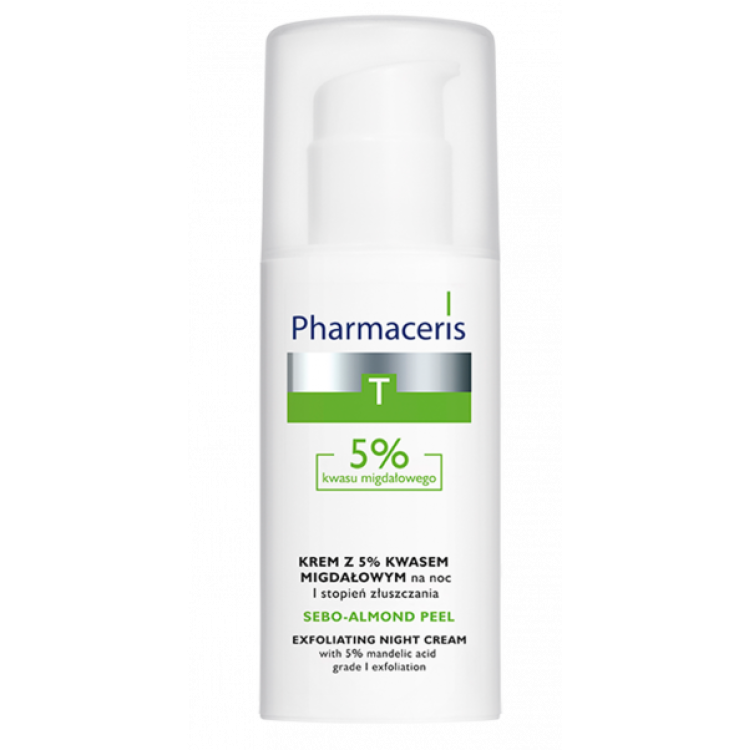 PHARMACERIS, Night cream with 5% mandelic acid 1st degree of exfoliation SEBO-ALMOND PEEL 5% EXP:09.2024