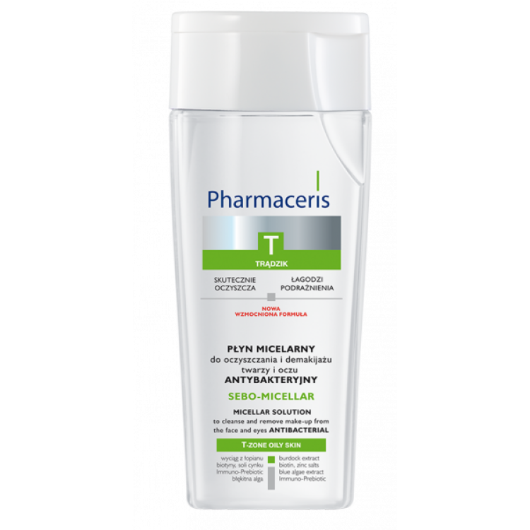 PHARMACERIS T Antibacterial micellar  solution cleanses and removes make-up from the face and eyes SEBO-MICELLAR, 200ml
