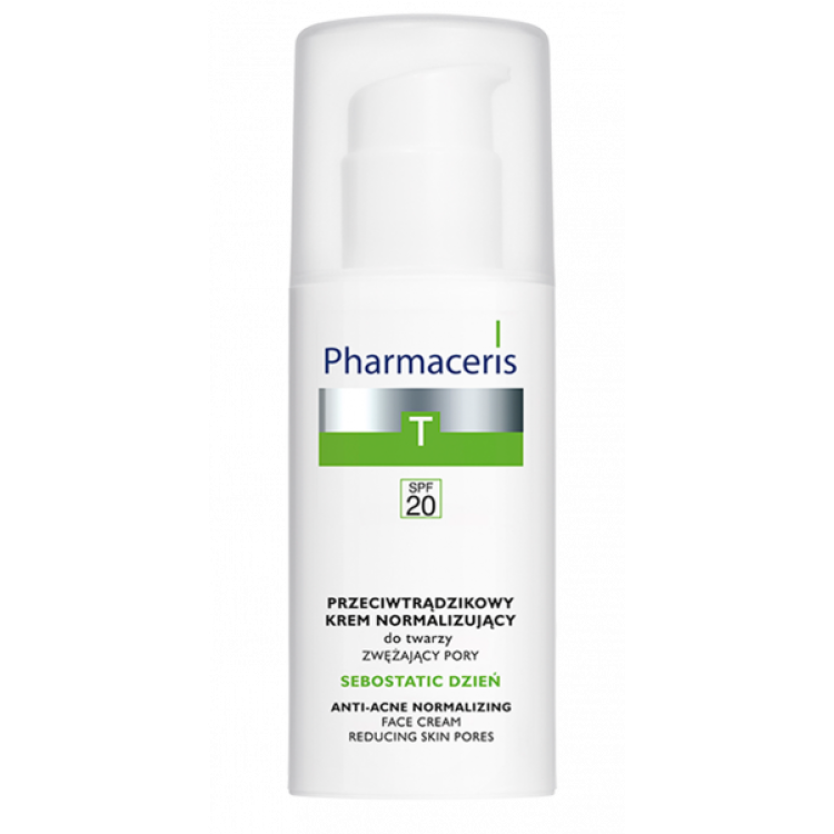 PHARMACERIS T anti-acne normalizing face cream SPF 20 refines skin pores SEBOSTATIC DAY, 50ml