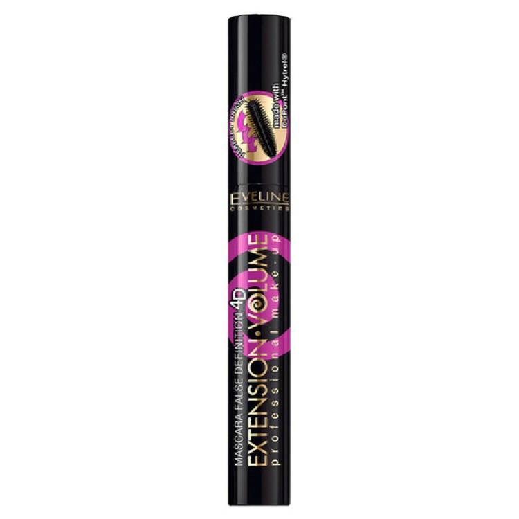 EVELINE EXTENSION VOLUME PROFESSIONAL MAKE-UP 4D FALSE DEFINITION EXTRA VOLUME & CARBON BLACK MASCARA, 10ml