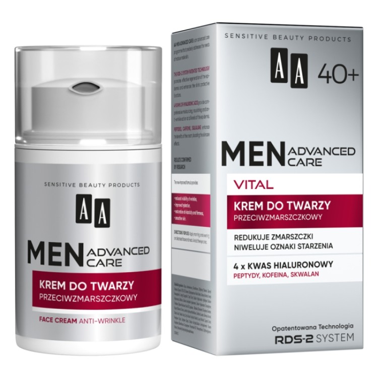 AA MEN ADVANCED CARE VITAL 40+ Anti-Wrinkle Face Cream 50ml AA MEN ADVANCED CARE VITAL 40+ Anti-Wrinkle Face Cream 50ml