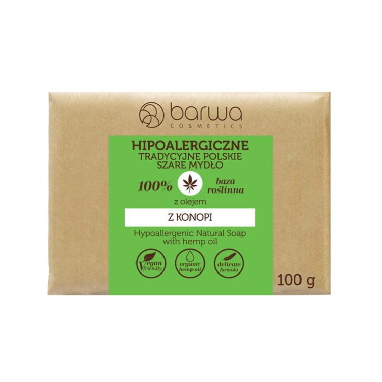 BARWA HYPOALLERGENIC TRADITIONAL POLISH GRAY SOAP WITH HEMP OIL 100G