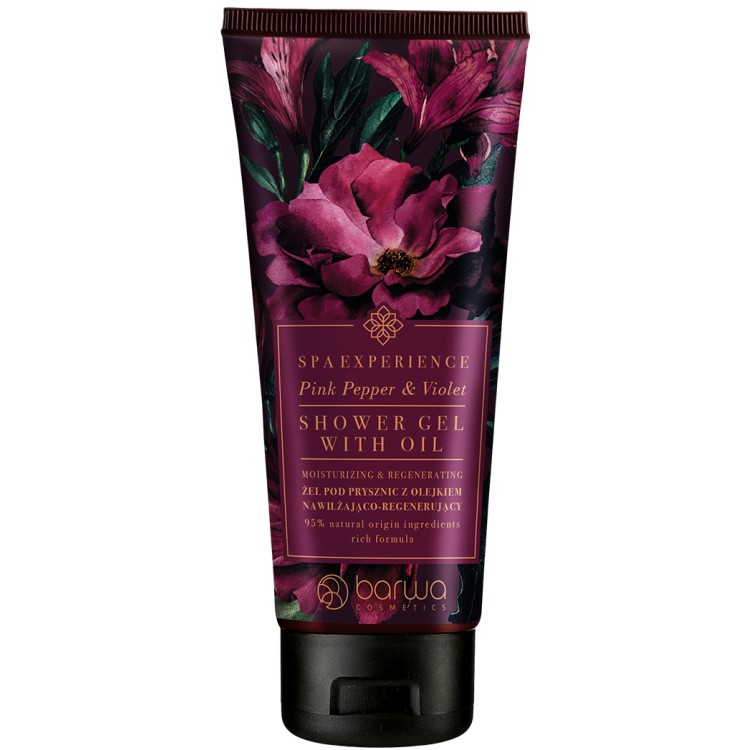 BARWA SPA EXPERIENCE MOISTURIZING & REGENERATING  SHOWER GEL WITH OIL PINK PEPPER & VIOLET 200ml