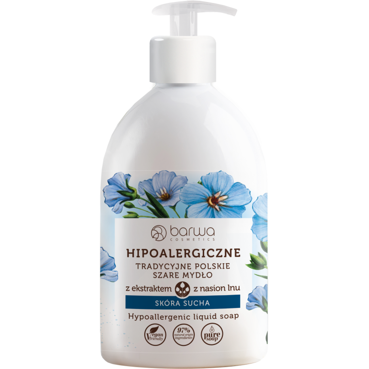 BARWA HYPOALLERGENIC TRADITIONAL POLISH GRAY LIQUID SOAP WITH FLAX EXTRACT 500ML