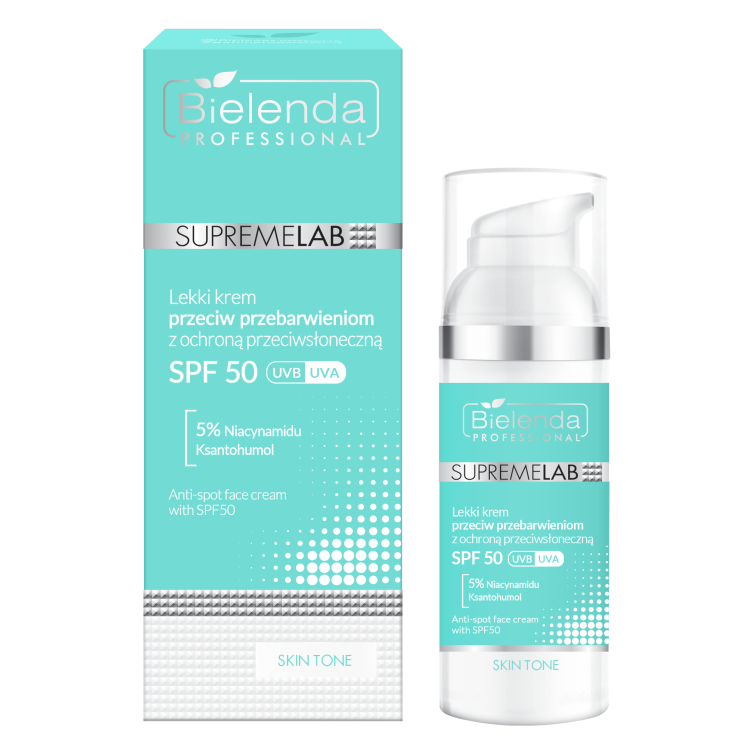 BIELENDA SUPREMELAB SKIN TONE LIGHT ANTI SPOT CREAM WITH SPF 50 UVA/UVB 50ml BIELENDA SUPREMELAB SKIN TONE LIGHT ANTI SPOT CREAM WITH SPF 50 UVA/UVB 50ml