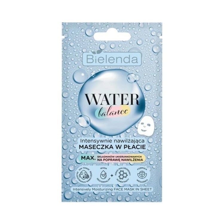 Bielenda WATER BALANCE Intensively moisturizing face mask in a sheet, 1 pc