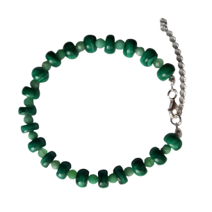 THE CIRCLE STURIO MALACHITE BRACELET ON STAINLESS STEEL WTH SILVER CLASP 