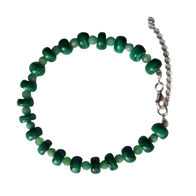 THE CIRCLE STURIO MALACHITE BRACELET ON STAINLESS STEEL WTH SILVER CLASP 