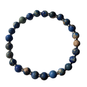THE CIRCLE STURIO IMPERIAL JASPER BRACELET WITH HEMATITE ON ADJUSTABLE STRING 
