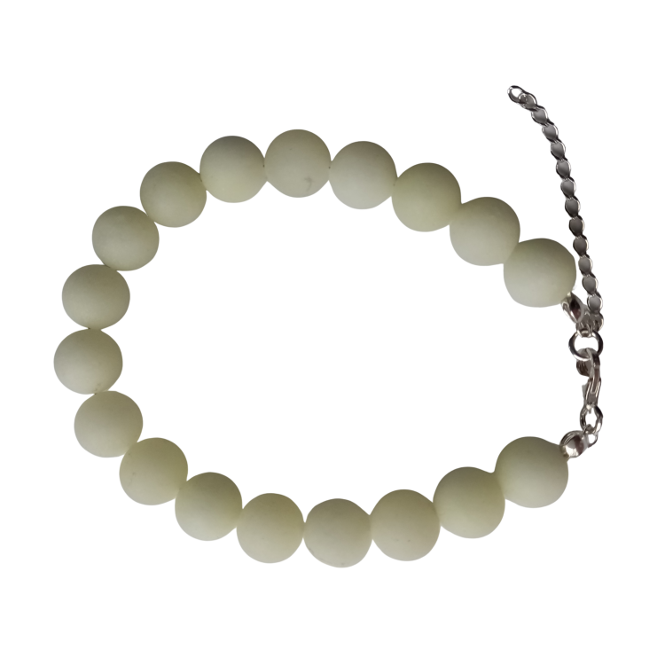 THE CIRCLE STUDIO JADE BRACELET ON STAINLESS STEEL WITH SILVER CLASP