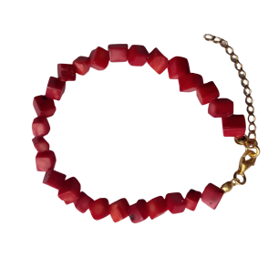 THE CIRCLE STUDIO CORAL BRACELET ON STAINLESS STEEL WITH SILVER GOLD-PLATED CLASP