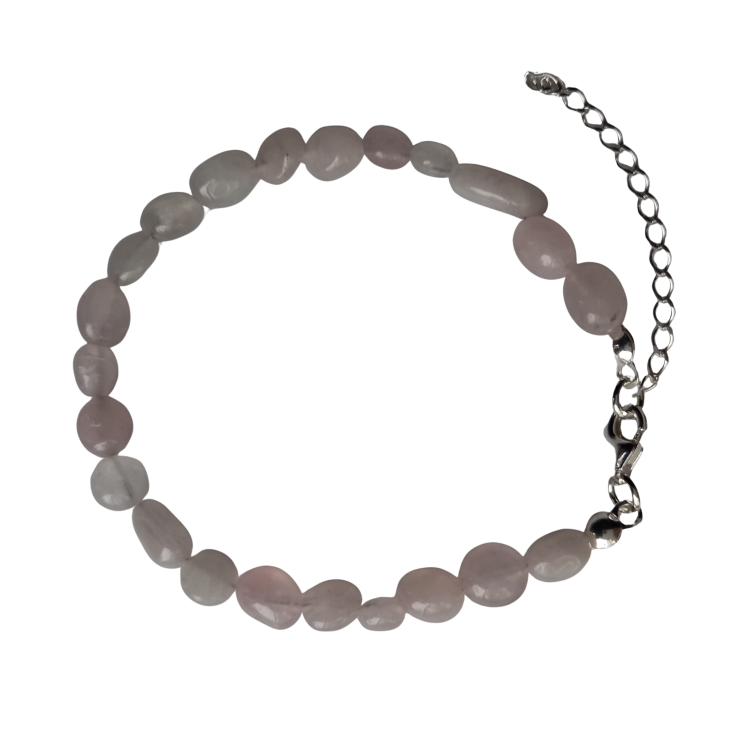 THE CIRCLE STUDIO PINK QUARTZ BRACELET ON STAINLESS STEEL WITH SILVER CLASP