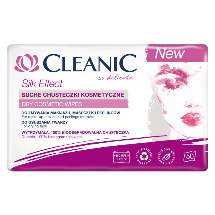 CLEANIC SILK EFFECT DRY COTTON WIPES 50 PCS