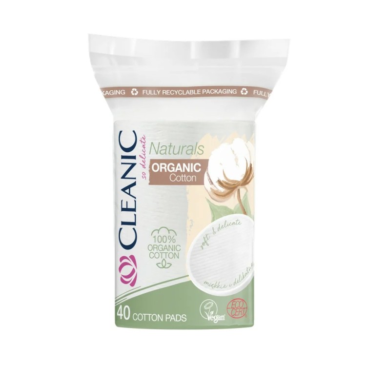 CLEANIC NATURALS ORGANIC COTTON  OVAL cotton pads 40 PCS