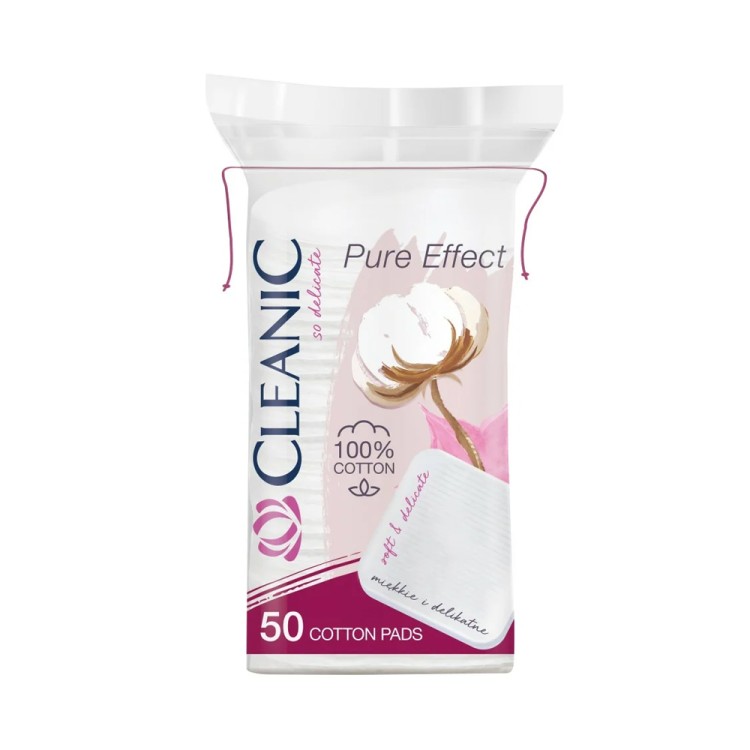 CLEANIC PURE EFFECT SQUARE COTTON PADS 50 PCS