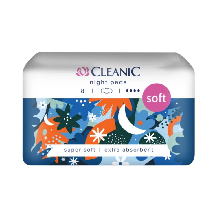 CLEANIC SOFT NIGHT SANITARY PADS 8 PCS