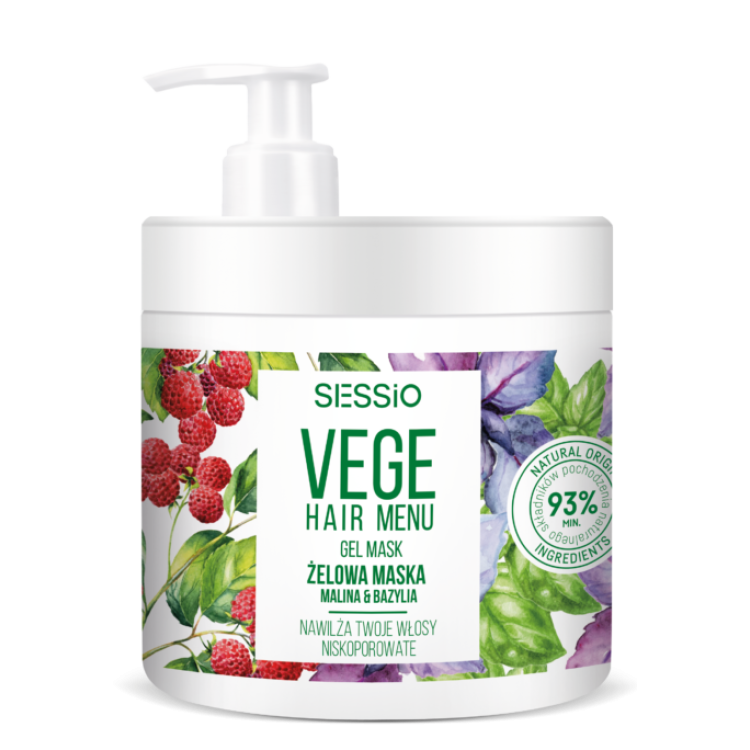 SESSIO VEGE HAIR MENU Moisturizing gel hair mask raspberry & basil 450ml