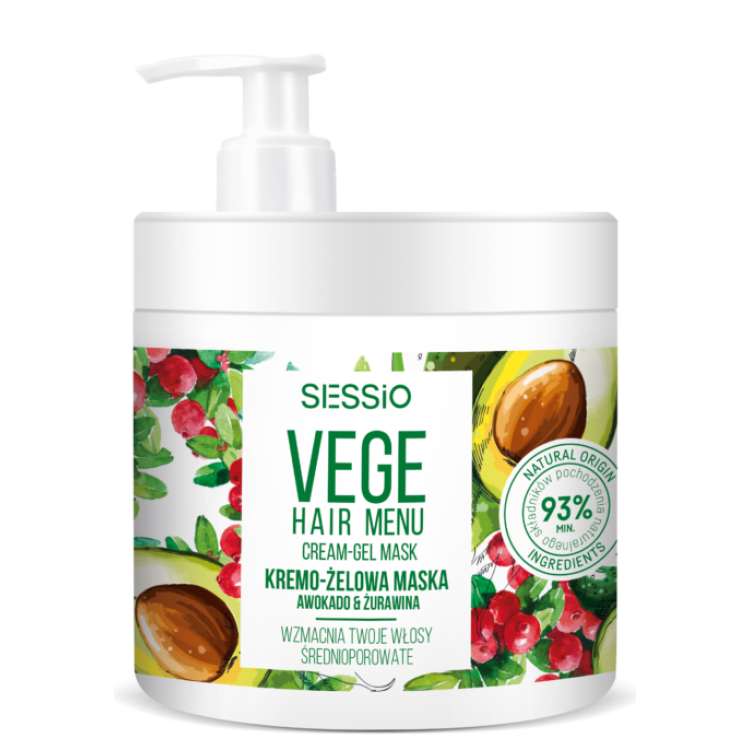 SESSIO VEGE HAIR MENU Cream-gel strengthening hair mask avocado & cranberry 450ml