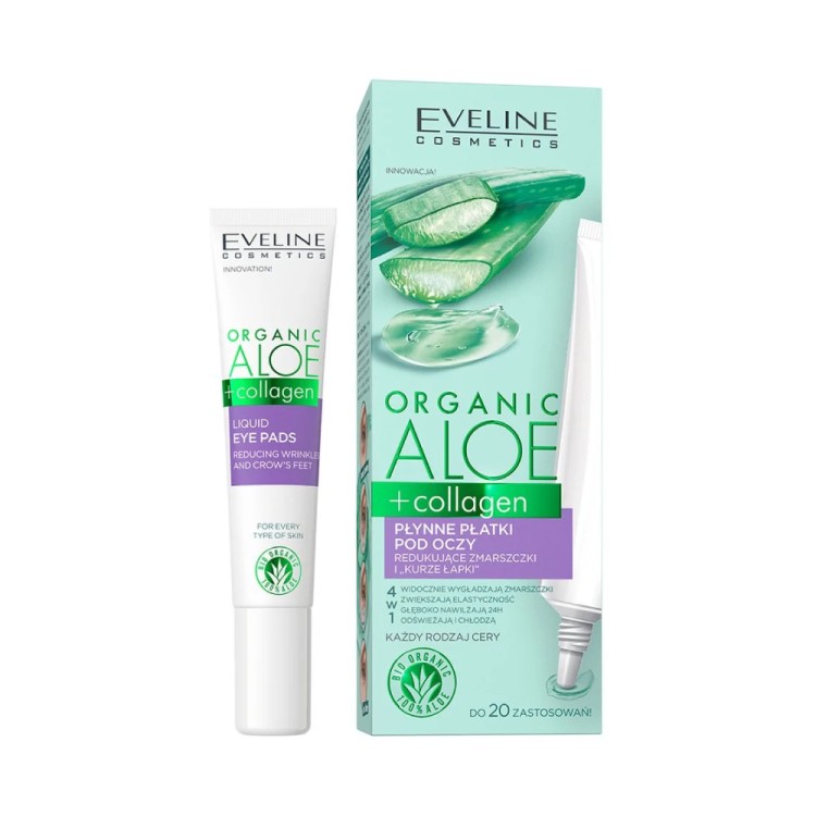 EVELINE ORGANIC ALOE+COLLAGEN LIQUID EYE PADS REDUCING WRINKLES AND "CROW''S FEET" 20ml