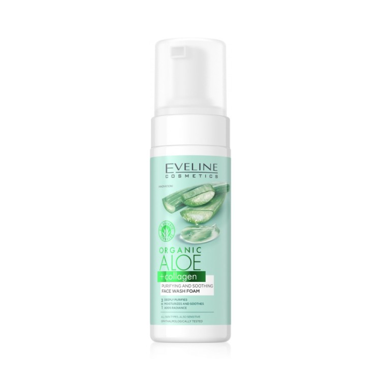 EVELINE ORGANIC ALOE+COLLAGEN PURIFYING AND SMOOTHING FACE WASH FOAM 150ml EVELINE ORGANIC ALOE+COLLAGEN PURIFYING AND SMOOTHING FACE WASH FOAM 150ml