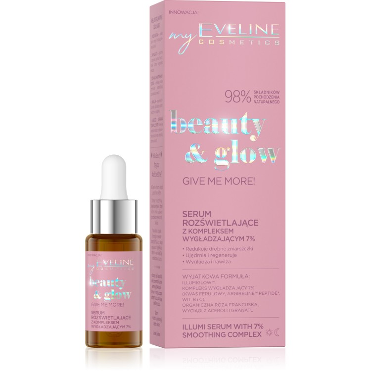 Eveline Beauty & Glow  Brightening Serum with 7% Smoothing Complex for All Skin Types 18ml