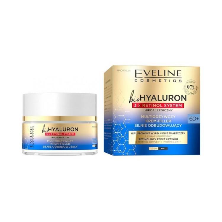 Eveline BioHyaluron Multi Nourishing Face Cream Filler 60+ 3x Retinol System 50ml