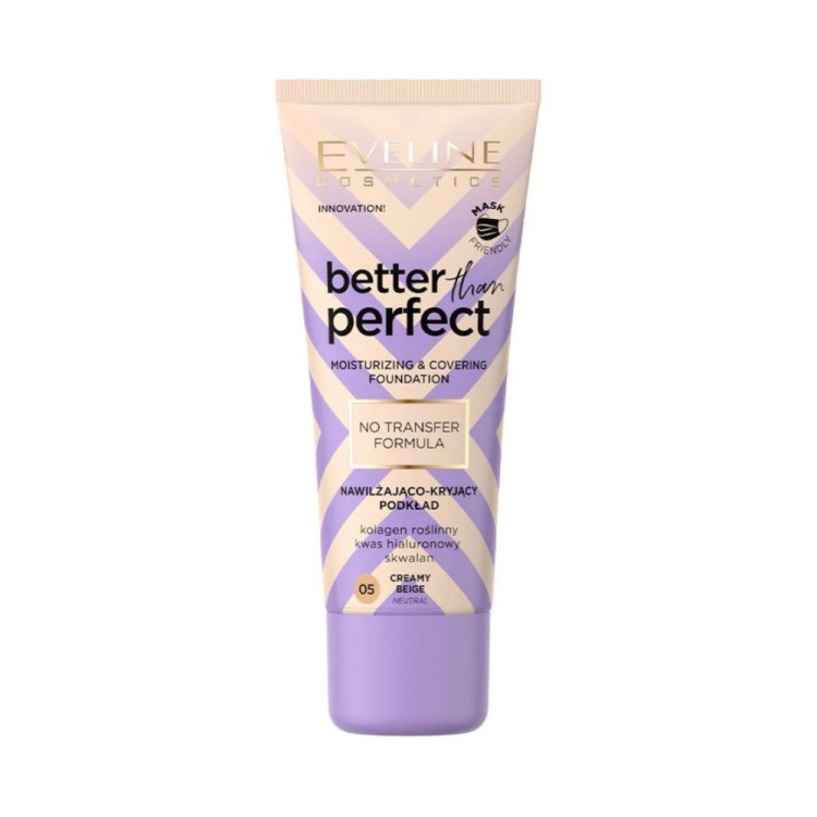 EVELINE BETTER THAN PERFECT MOISTURIZING AND COVERING FACE FOUNDATION 05 CREAMY BEIGE 30ml