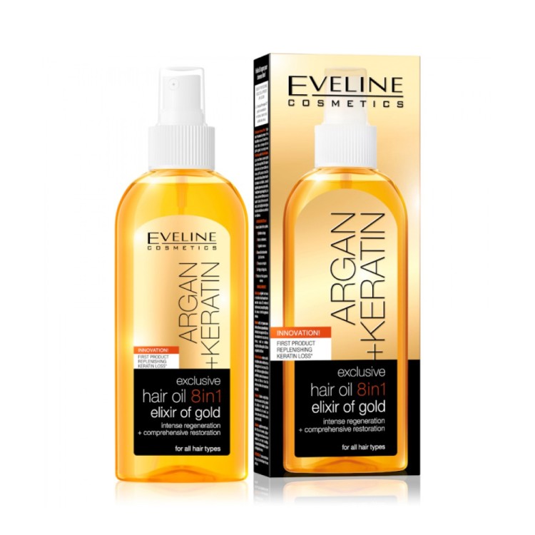 Eveline Argan + Keratin Exclusive 8in1 Elixir Of Gold Hair Oil 150ml