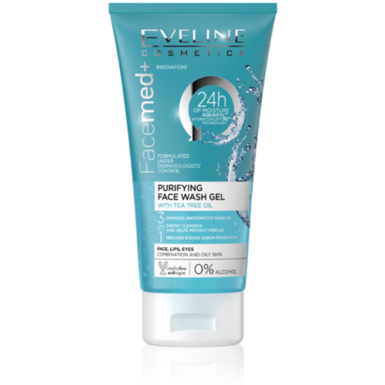 Eveline Facemed+ Purifying Face Wash Gel with Tea Tree Oil for Combination and Oily Skin 150ml