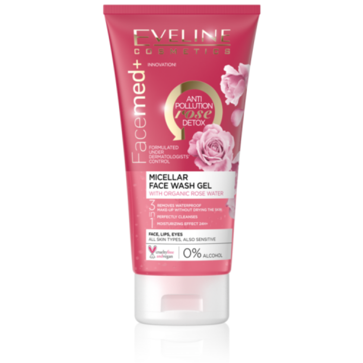 Eveline Facemed+ Micellar Face wash  Gel with Rose Water for all skin types 150ml