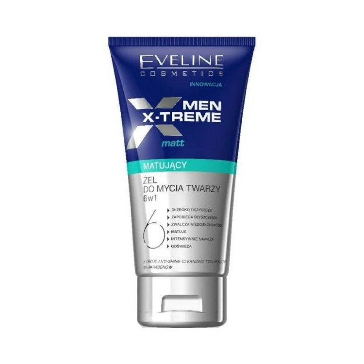 EVELINE MEN X-TREME MATTIFYING FACE CLEANSING GEL 6IN1 150M