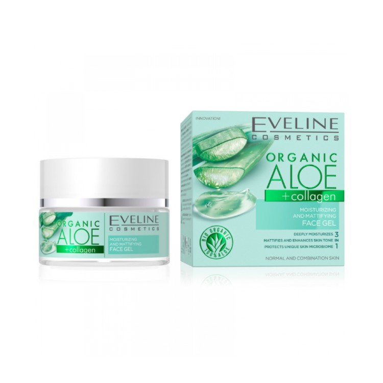 EVELINE ORGANIC ALOE+COLLAGEN MOISTURIZING & MATTIFYING FACE GEL 50ml