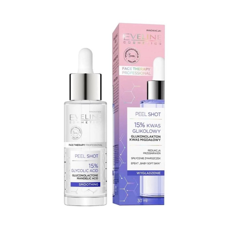 EVELINE PEEL SHOT 15% GLYCOLIC ACID SMOOTHING SERUM  30ML