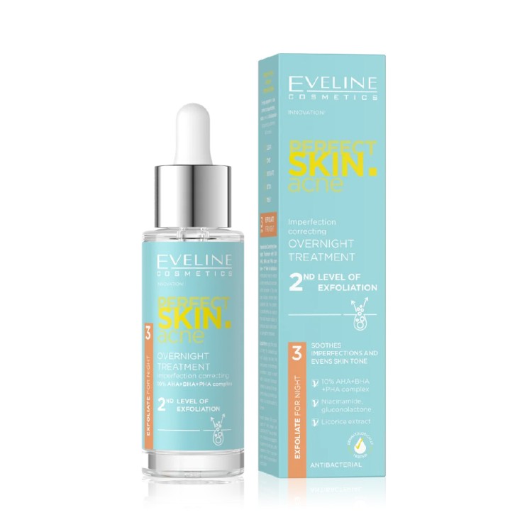 Eveline Perfect Skin Acne Treatment for Imperfections at Night 2 Level 10% Acid Complex 30ml