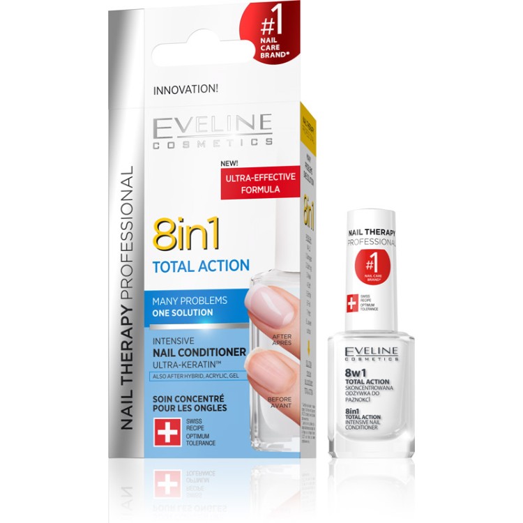 EVELINE NAIL THERAPY 8 IN 1 TOTAL ACTION INTENSIVE NAIL CONDITIONER TOTAL ACTION, 12ml