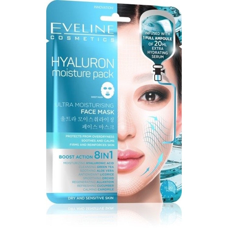 Eveline Hyaluron Ultra Moisturizing Face Sheet Mask 1pcs