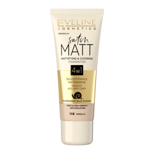 EVELINE SATIN MATT MATTIFYING & COVERING FOUNDATION 102 VANILLA 30ml EVELINE SATIN MATT MATTIFYING & COVERING FOUNDATION 102 VANILLA 30ml