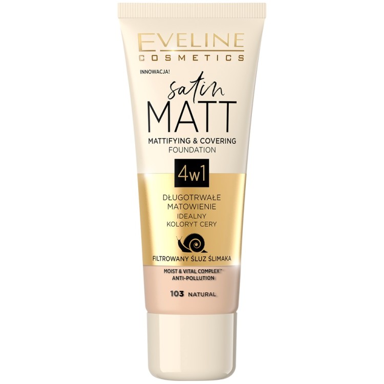 EVELINE SATIN MATT MATTIFYING & COVERING FOUNDATION 103 NATURAL 30ml