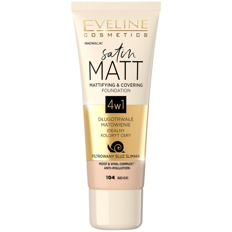 EVELINE SATIN MATT MATTIFYING & COVERING FOUNDATION 104 BEIGE 30ml