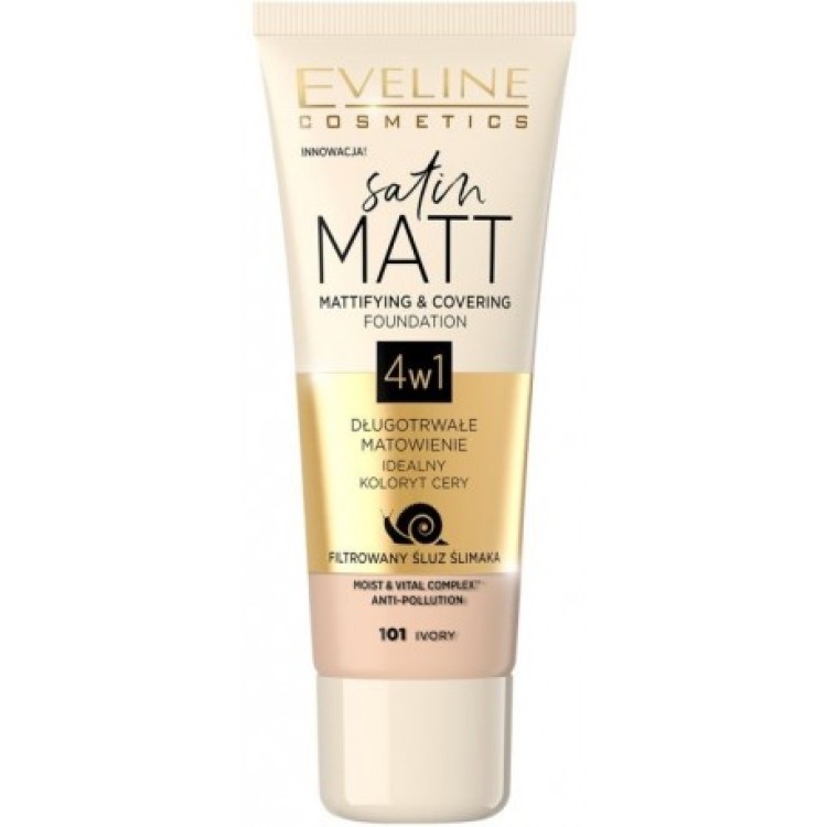 EVELINE SATIN MATT MATTIFYING & COVERING FOUNDATION 101 IVORY 30ml