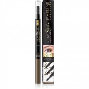 EVELINE BROW STYLER MULTIFUNCTION EYEBROW PENCIL 3IN1 01 MEDIUM BROWN EVELINE BROW STYLER MULTIFUNCTION EYEBROW PENCIL 3IN1 01 MEDIUM BROWN