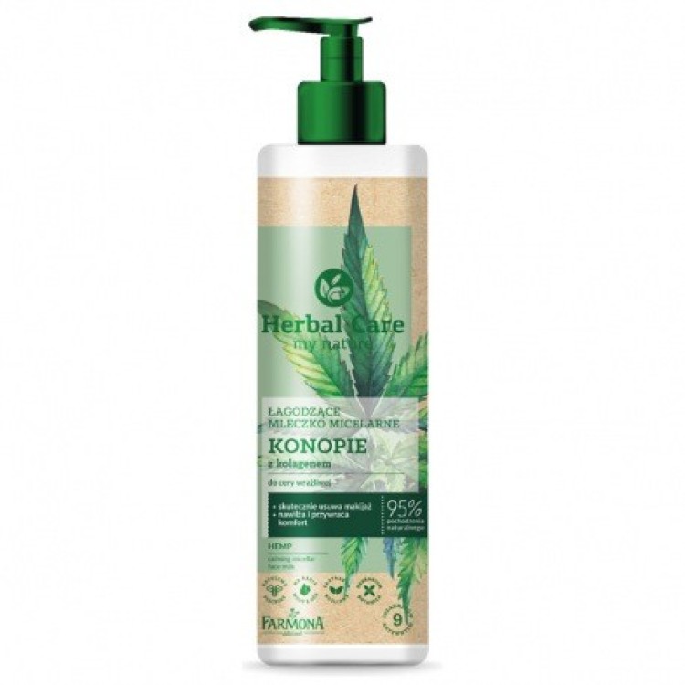 FARMONA HERBAL CARE Soothing micellar milk HEMP with collagen 400ml EXP: 10.2025 FARMONA HERBAL CARE Soothing micellar milk HEMP with collagen 400ml EXP: 10.2025