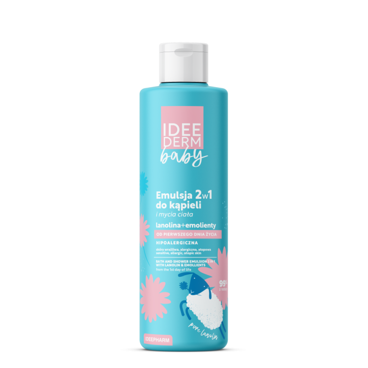 IDEEPHARM IDEE DERM BABY bath and shower emulsion 2 in 1 with lanolin & emollients from the 1st day of life 400ml