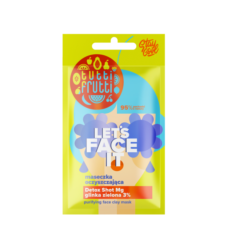 FARMONA TUTTI FRUTTI Let's Face It Cleansing mask with green clay 3% + Detox Shot Mg, 7g