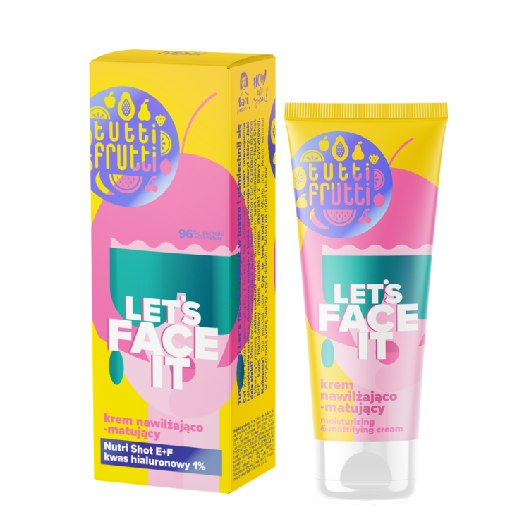 FARMONA TUTTI FRUTTI Let's Face It Moisturizing and mattifying cream with hyaluronic acid 1% + Nutri Shot E+F, 50ml