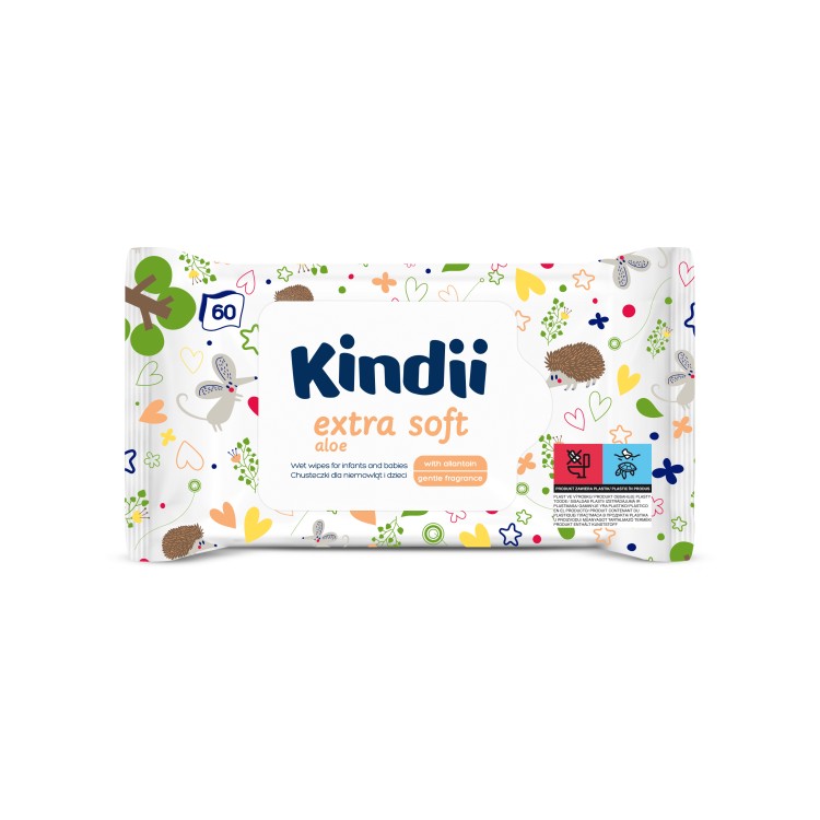 Kindi Extra Soft Aloe cleansing wipes for babies and children 60pcs