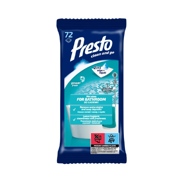 Presto wet wipes for the bathroom 72pcs