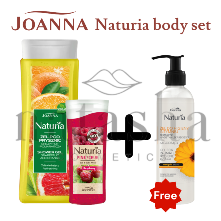 JOANNA NATURIA BUNDLE shower gel grapefruit & orange 300ml + body scrub raspberry 100g