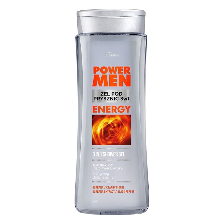 JOANNA POWER MEN SHOWER GELS ENERGY- BLACK PEPPER AND GUARANA, 300ml