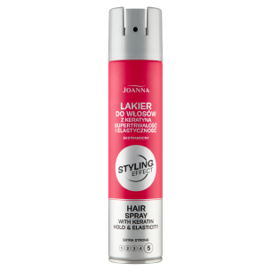JOANNA STYLING EFFECT  HAIR SPRAY WITH KERATIN HOLD & ELASTICITY EXTRA STRONG 250ML JOANNA STYLING EFFECT  HAIR SPRAY WITH KERATIN HOLD & ELASTICITY EXTRA STRONG 250ML